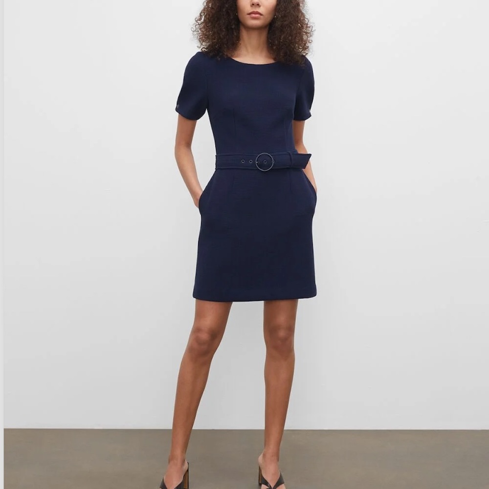 Textured Mini Dress - New With Tags - NEVER WORN - Navy - Picture 1 of 4